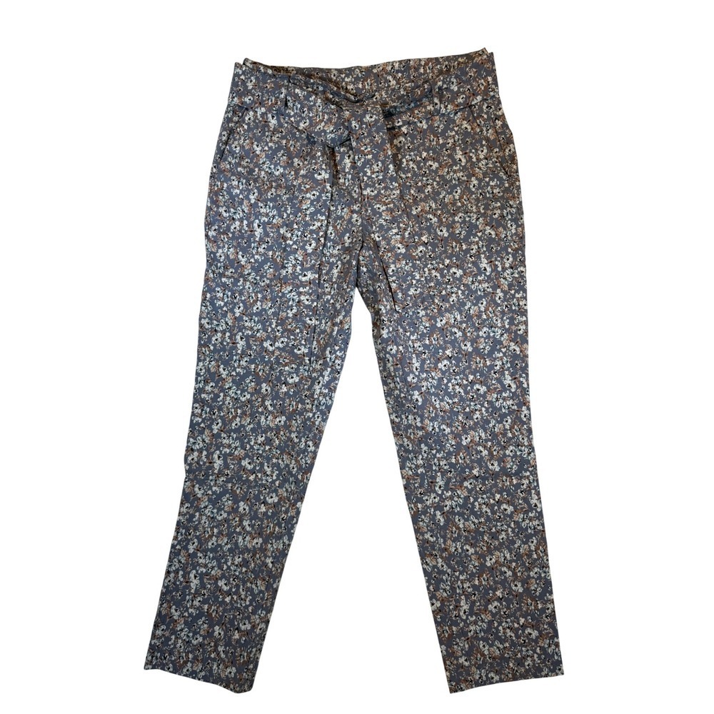 Jules & Leopold Blue Floral Tapered Leg Pants with Tie Belt Womens Size M